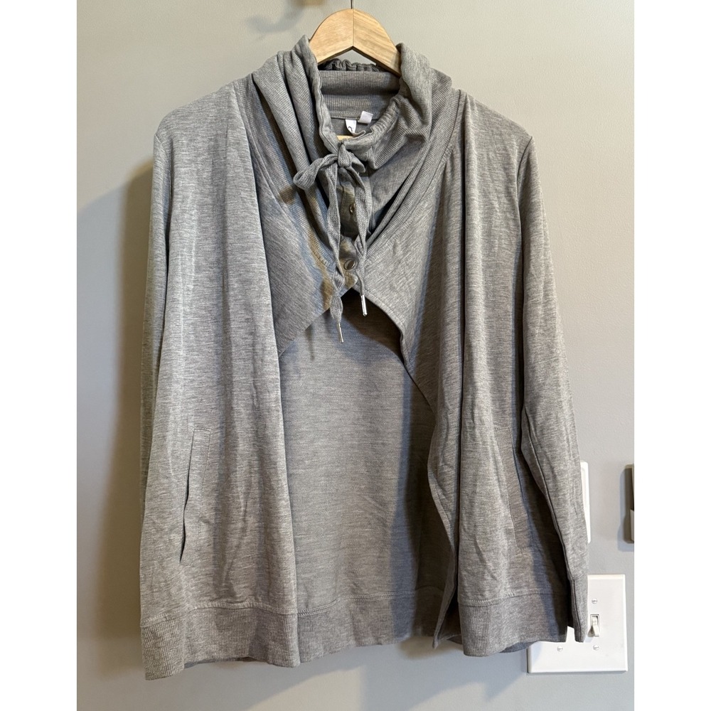 Cable and Gauge Sweater Cardigan Snap Up Neckline Pockets Jacket Medium New